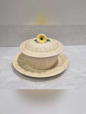 Maruhon Ware Vintage Floral Lidded Trinket Box And Dish Japan